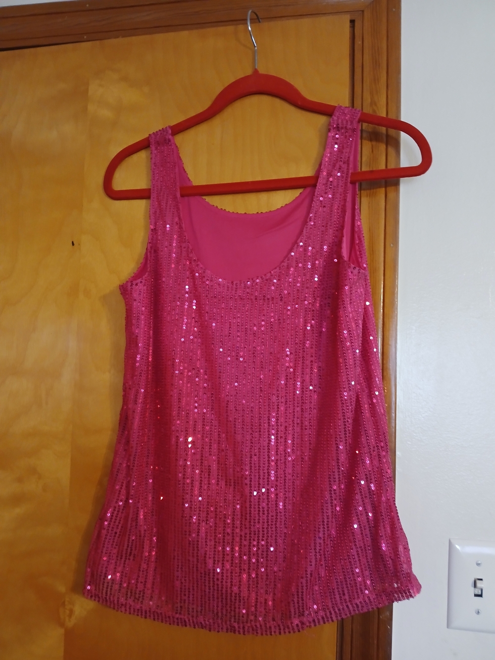 Sequin Scoop Neck Camisole in Hot Pink